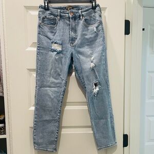 Dear John Blue Boyfriend Jeans Distressed Relaxed Fit